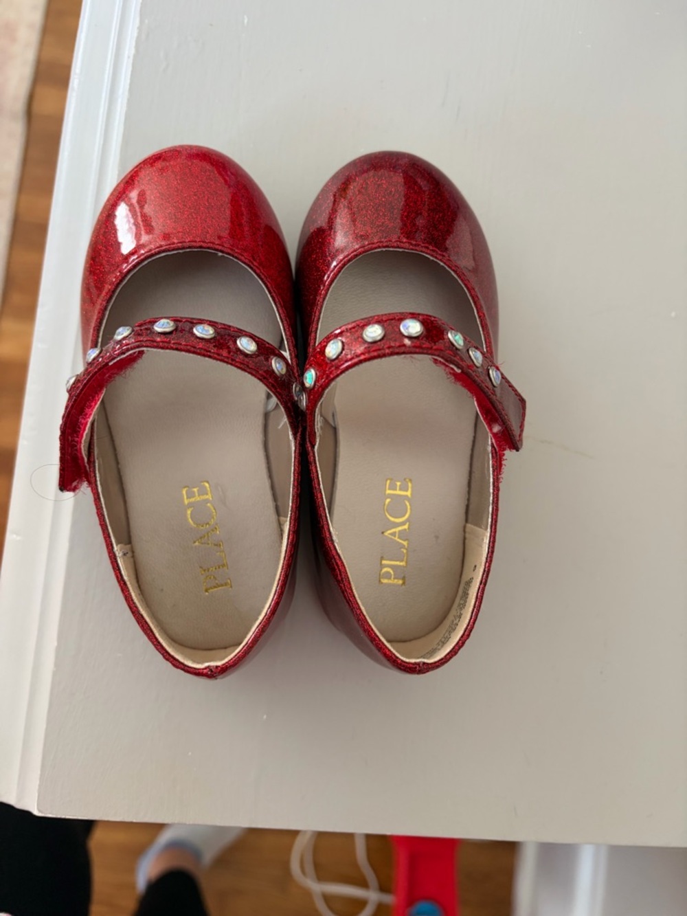 The Children's Place Shimmery Red Rhinestone Mary Jane Shoes